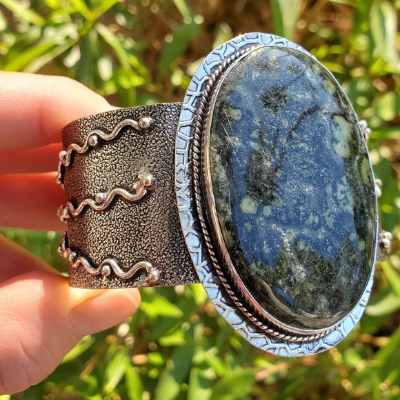 New Kambaba Jasper 925 Silver Cuff Bracelet. - Picture 9 of 15